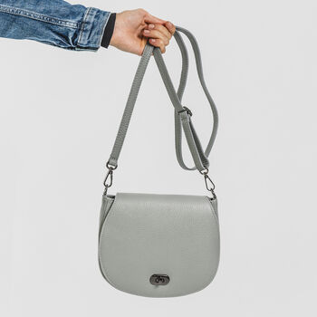 Dove Grey Personalised Leather Saddlebag, 2 of 12