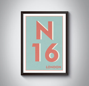N16 Stoke Newington London Postcode Typography Print, 7 of 11