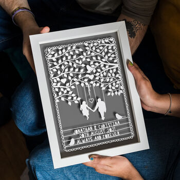 Personalised Couples Love Swing Papercut, 4 of 5