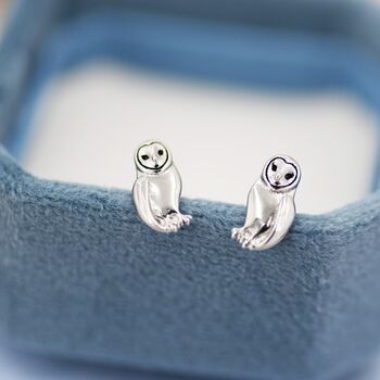 Barn Owl Stud Earrings In Sterling Silver, 3 of 11