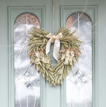 Handmade White Dried Flower Heart Wreath, 2 of 11