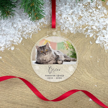Personalised Circle Pet Forever Loved Photo Acrylic Hanging Decoration Bauble, 3 of 4