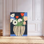 Stripy Vase Flowers Art Print, thumbnail 1 of 3