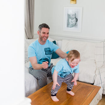 Personalised Daddy And Me Matching Football Pyjamas Set, 11 of 12
