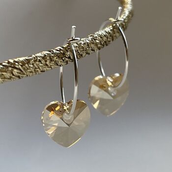 Heart Hoops Adorned With Swarovski Crystals, 2 of 4