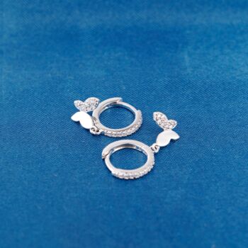 Butterfly Earrings, 925 Sterling Silver Cz Butterfly Earrings, 6 of 7