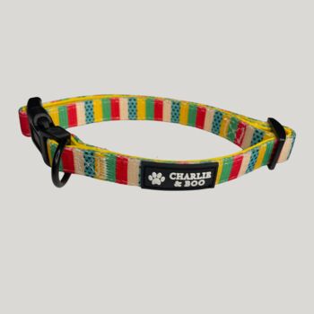 Multi Coloured Stripe Dog Collar And Lead, 2 of 8