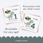 Personalised Dinosaur T Rex And Balloons Birthday Card, thumbnail 3 of 3