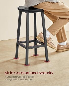 Set Of Two Bar Stools With Metal Frame, 6 of 11