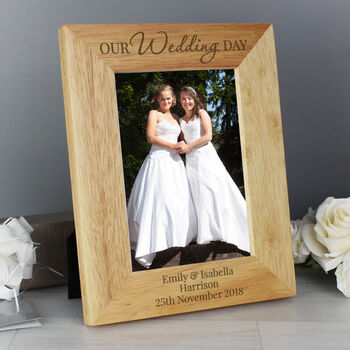 Personalised 'Our Wedding Day' Wooden Photo Frame, 2 of 4