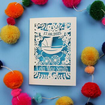 Papercut Vintage Pram Baby Card, 5 of 12