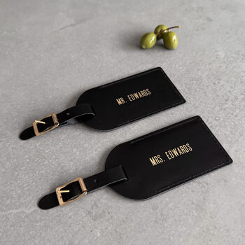 Personalised Mr And Mrs Leather Luggage Tags, 11 of 12