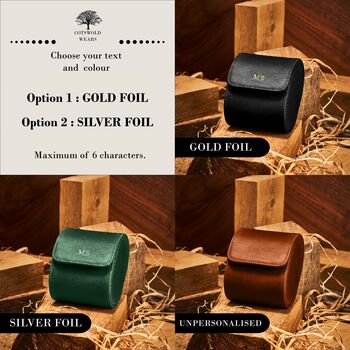 Personalised Vegan Leather Watch Case, Travel Watch Roll In Green, Brown Or Black, 3 of 10