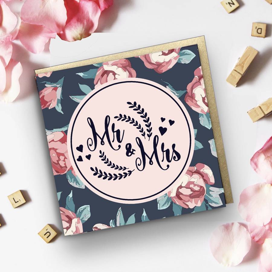 'mr and mrs' luxury wedding card by izzy & pop | notonthehighstreet.com