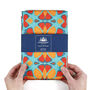 Moroccan Flower Blue Orange Tea Towel, thumbnail 9 of 11