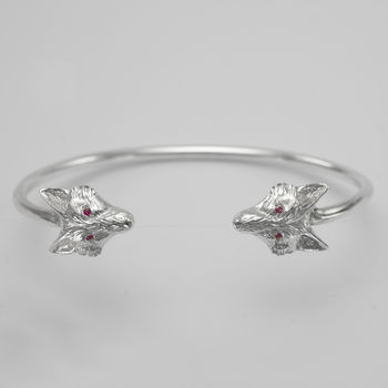 Fox Bangle In Silver With Rubies, 3 of 3