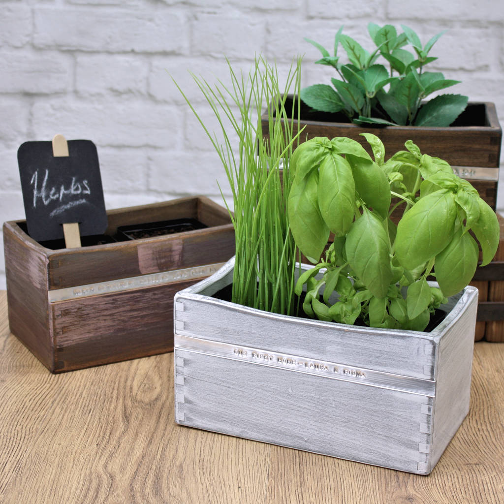 personalised wooden indoor planter by warner's end 