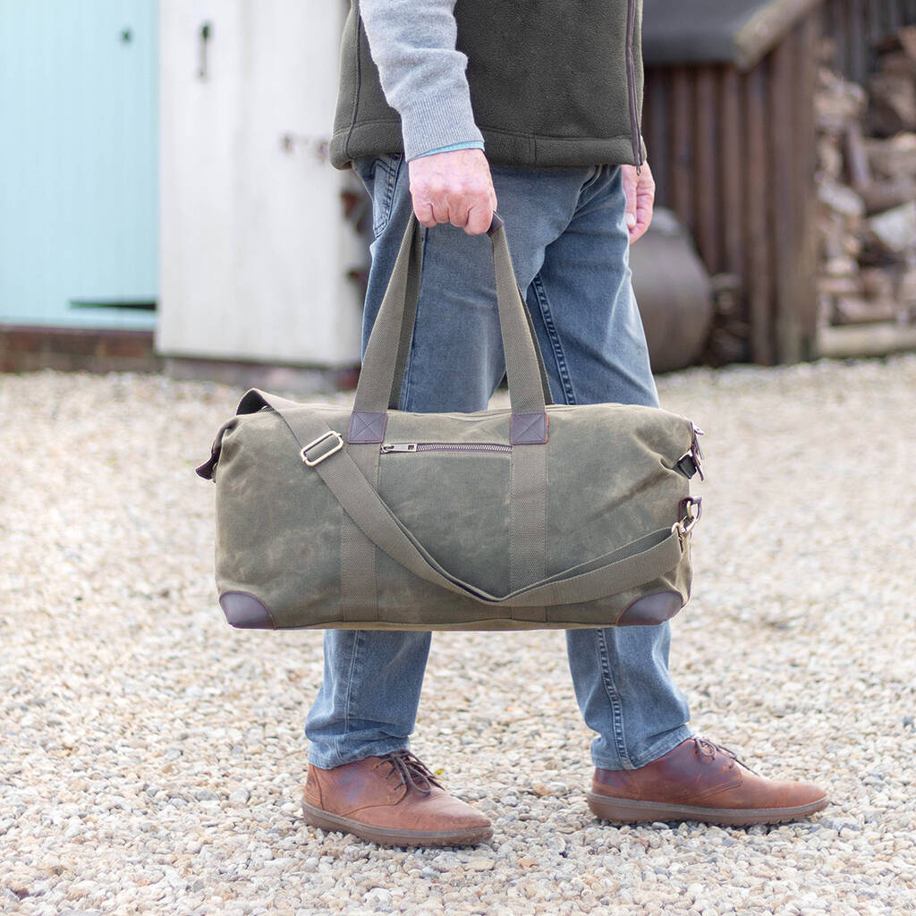 Waxed And Leather Holdall With Shoulder Strap By Jonny's Sister ...