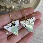 Mint Green Triangle Ceramic Dangle Earrings Gold Plated, thumbnail 6 of 8