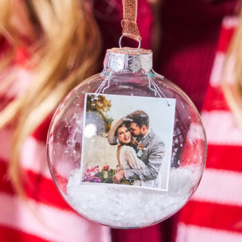 Personalised Photo Snow Globe Christmas Bauble, 3 of 6