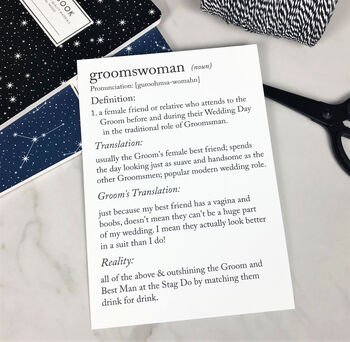 Funny Groomsman Definitions A5 Card, 8 of 9