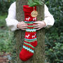 Personalised Log Cabin Knitted Christmas Stocking, thumbnail 4 of 9