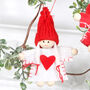 Four Red And White Doll Christmas Tree Decorations, thumbnail 3 of 5