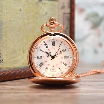 Engraved Pocket Watch Rose Gold In Box, 2 of 3