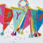 Rainbow 'Happy Birthday' Fabric Bunting 3m, thumbnail 1 of 5