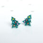 Laser Cut Green Glitter Christmas Tree Earrings Studs, thumbnail 1 of 4