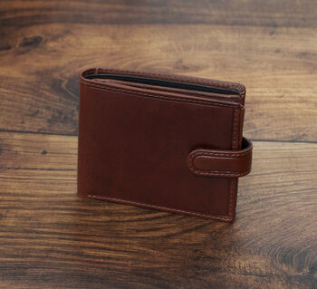 Personalised Brown Leather Wallet Trifold Rfid, 2 of 10