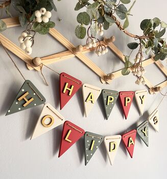 Handcrafted Wooden Christmas Tree Bunting Garland For Festive Home Decor, 4 of 8