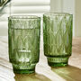 Set Of Four Green Leaf Patterned Highball Glasses, thumbnail 3 of 7