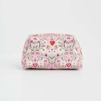Penelope Floral Heart Pink Cosmetic Pouch, 4 of 7