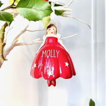 Personalised Ceramic Christmas Fairy Bell Decoration, 3 of 4