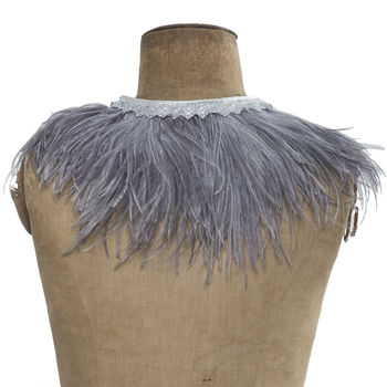 Pewter Ostrich Feather Capelet, 5 of 5