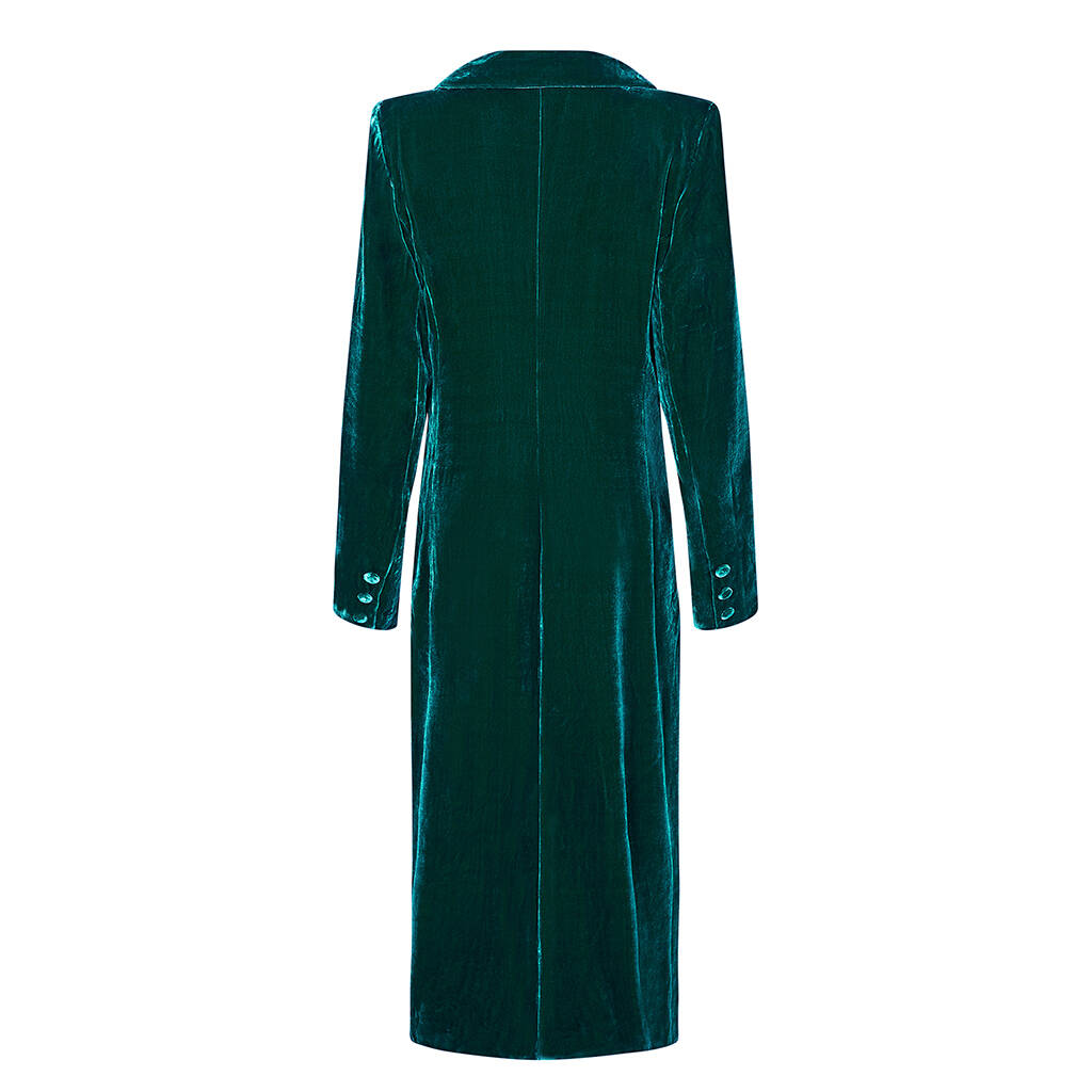 Clothing Womens Clothing Jackets & Coats 1940's Vintage Style Coat in Peacock Green Velvet 
