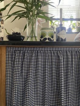 Velcro Sink Skirt, Bespoke Navy Gingham Cabinet Curtain, 3 of 4