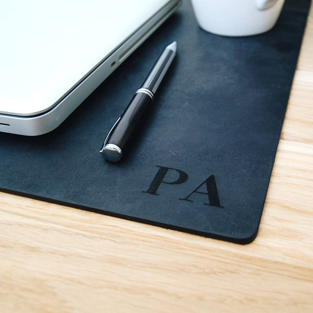 Vintage Leather Personalised Initials Desk Mat By The British Belt