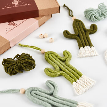 Make Your Own Mini Macrame Cactus Craft Kit, 4 of 12
