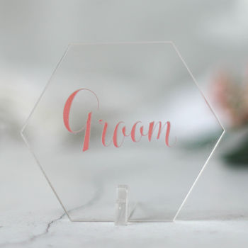 Personalised Wedding Hexagon Place Setting In Acrylic, 5 of 12