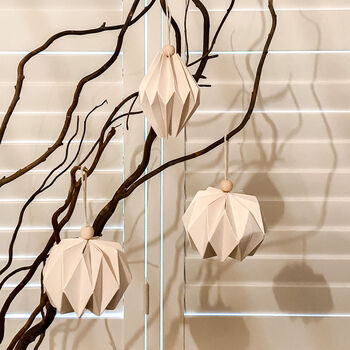 Three White Paper Origami Christmas Tree Decorations, 8 of 9