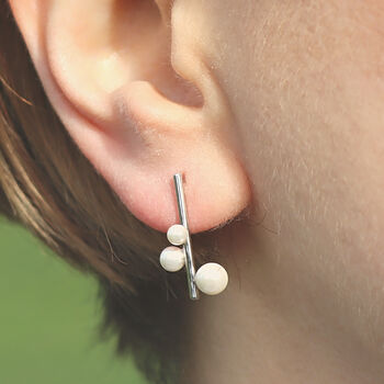 Silver Pearl Bead Stud Earrings, 3 of 5