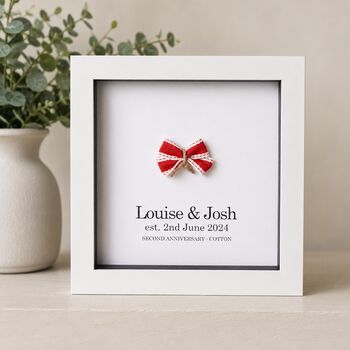 Personalised 2nd Anniversary Gift Handmade Cotton Bow, 3 of 12