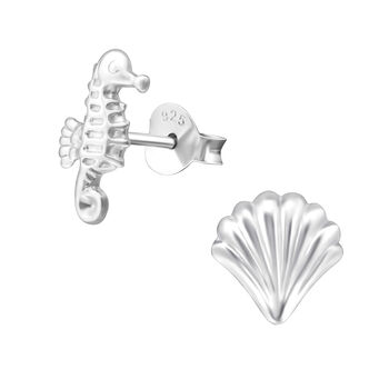 Seahorse And Shell Sterling Silver Earrings, 5 of 5