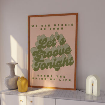 Let's Groove Tonight Print | Music Poster | Wall Art | A5 A4 A3 | Bold | Typographic | Quote | Print | Disco Music, 3 of 5
