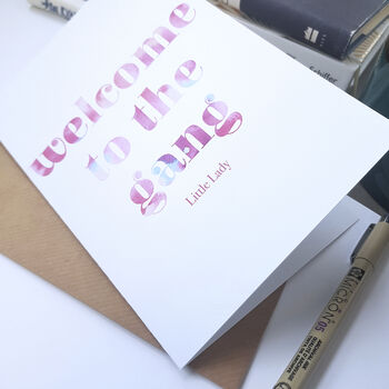 Welcome To The Gang | New Baby Girl Card | Personalised, 3 of 5