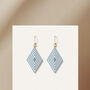 Blue And Cream Diamond Shaped Earrings, thumbnail 3 of 6