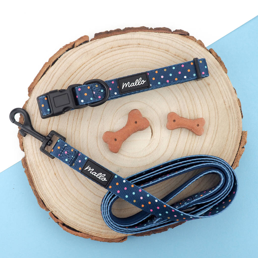 Polka Dot Dog Harness, Collar And Lead Set By Mallo