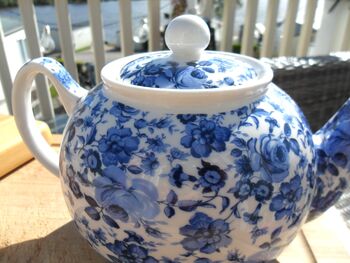 Two Cup Teapot In Ditsy Blue Rose Design, 6 of 7
